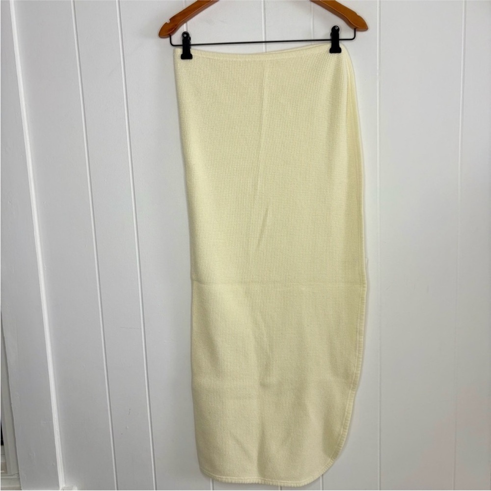 VINTAGE Cozy JE. Morgan Pale Butter Yellow Thermal Waffle Knit Baby Blanket Gift
